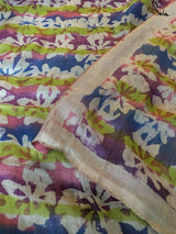 Women's Multicolor Tussar Silk Saree with Blouse Piece