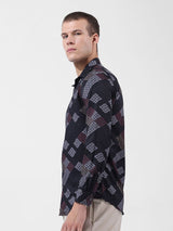 Men's Black Casual Printed Full Sleeves Shirt