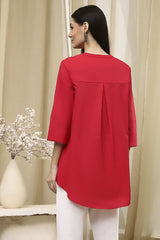 Women's Pink Festive Three Quarter Sleeves Kurti