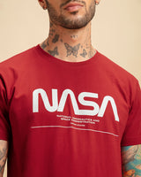 Men's Red Spaced Nasa Typography Tshirt