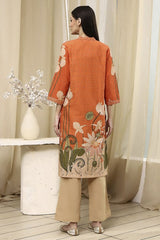 Women's Orange Festive Three Quarter Sleeves Kurta