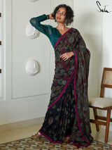 Women's Green Cotton Saree