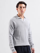 Men's Slim Fit Textured Polo Collar Tshirt