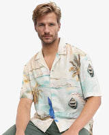 Men's Beige Casual Regular Fit Printed Half Sleeves Shirt