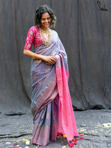 Women's Purple Cotton Saree