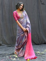Women's Purple Cotton Saree