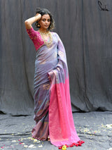 Women's Purple Cotton Saree