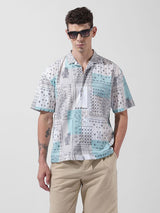 Men's Beige Casual Printed Half Sleeves Shirt