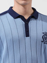 Men's Blue Casual Solid Full Sleeves Tshirt