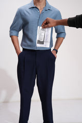 Men's Blue Casual Textured Full Sleeves Shirt