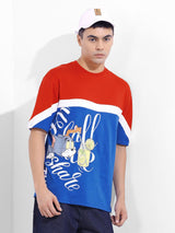 Men's Red Casual Printed Half Sleeves Tshirt