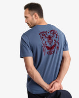 Men's Blue Casual Regular Fit Printed Half Sleeves Tshirt