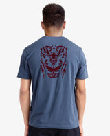 Men's Blue Casual Regular Fit Printed Half Sleeves Tshirt