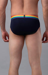 Men's Navy Multi Mid-Rise Solid Brief