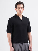 Men's Black Casual Slim Fit Solid Half Sleeves Tshirt