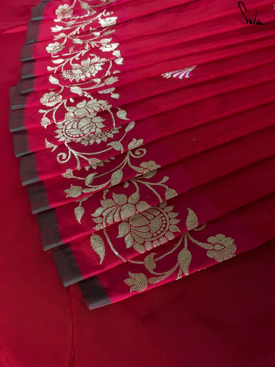 Women's Pink Silk Saree with Blouse Piece