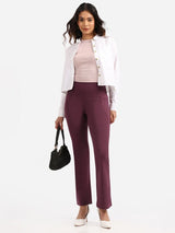 Women's Purple Solid Sports High Rise Pant - Tall