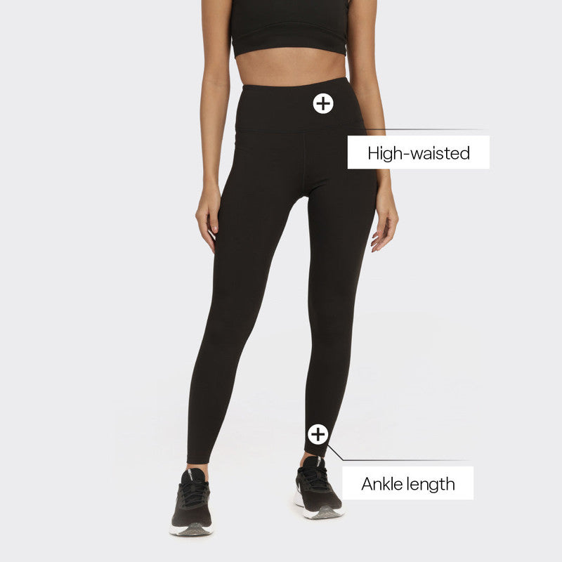 Women's Black Solid Sports High Rise Legging