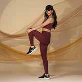 Women's Red Solid Sports High Rise Legging
