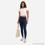 Women's Blue Solid Sports High Rise Legging