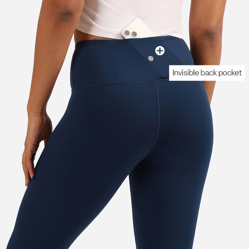 Women's Blue Solid Sports High Rise Legging