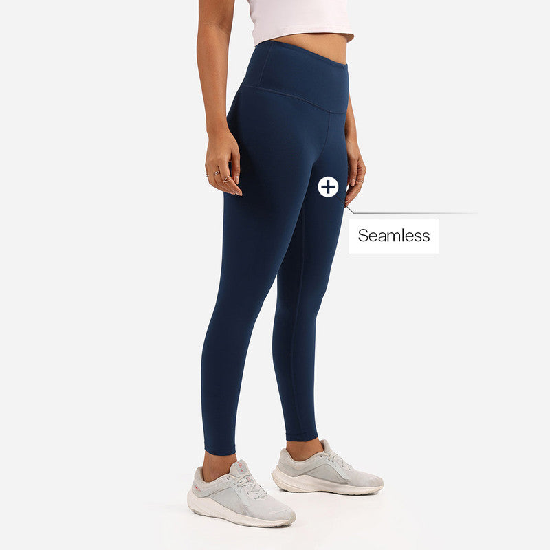 Women's Blue Solid Sports High Rise Legging
