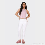 Women's White Solid Sports High Rise Legging