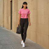Women's Black Solid Sports High Rise Legging - Tall