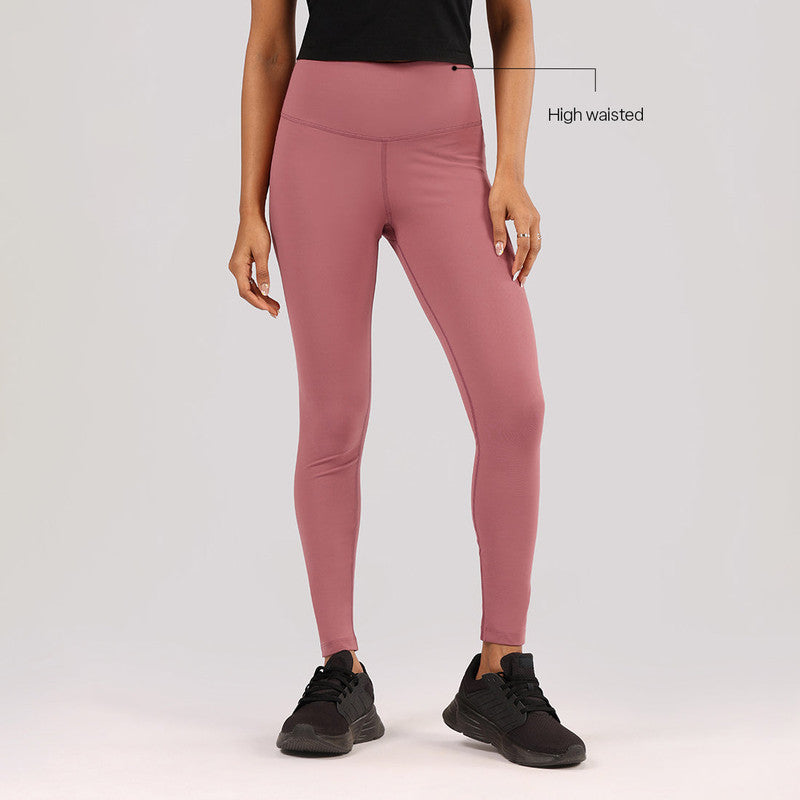Women's Pink Solid Sports High Rise Legging
