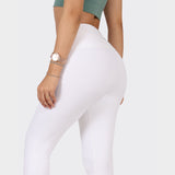 Women's White Solid Sports High Rise Legging