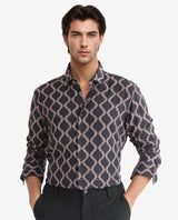 Men's Black Casual Regular Fit Printed Full Sleeves Shirt