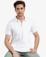 Men's White Casual Regular Fit Solid Half Sleeves Polo Tshirt