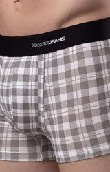 Men's White Checks Mid-Rise Printed Trunk