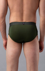 Men's Olive Mid-Rise Solid Brief