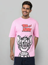 Men's Boxy Tom & Jerry Printed Round Neck Tshirt