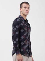 Men's Black Casual Printed Full Sleeves Shirt