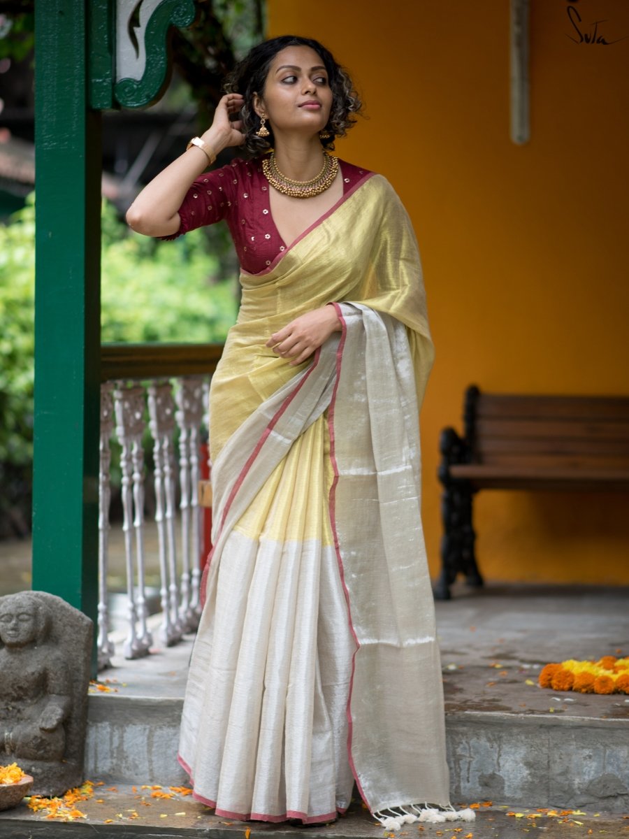 Women's Yellow Mul Cotton Saree