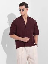 Men's Maroon Casual Solid Half Sleeves Shirt