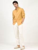 Men's Gold Casual Regular Fit Solid Full Sleeves Shirt
