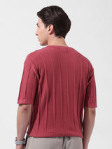 Men's Red Casual Solid Half Sleeves Tshirt