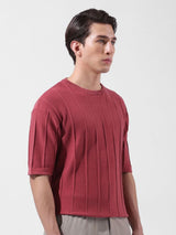 Men's Red Casual Solid Half Sleeves Tshirt