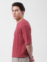 Men's Red Casual Solid Half Sleeves Tshirt