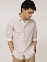 Men's Brown Casual Slim Fit Printed Full Sleeves Shirt