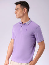 Men's Purple Casual Self-Design Half Sleeves Tshirt