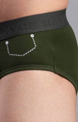 Men's Olive Mid-Rise Solid Brief