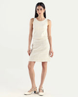 Women's Beige Polyester Blend Plain Mini Fitted Skirt