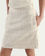 Women's Beige Polyester Blend Plain Mini Fitted Skirt