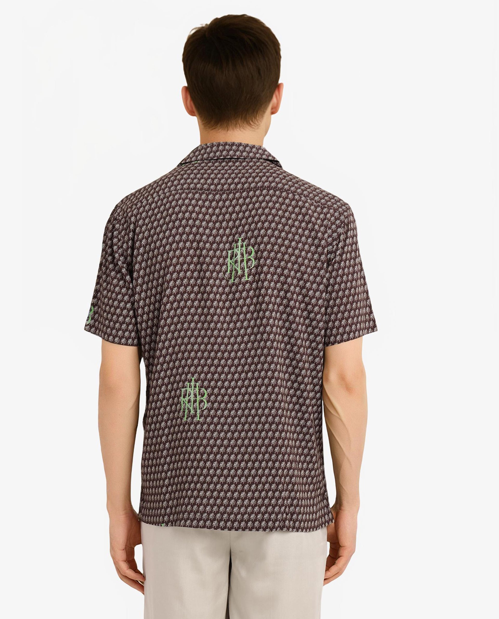 Men's Brown Casual Regular Fit Printed Half Sleeves Shirt