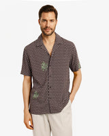 Men's Brown Casual Regular Fit Printed Half Sleeves Shirt