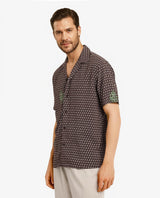 Men's Brown Casual Regular Fit Printed Half Sleeves Shirt